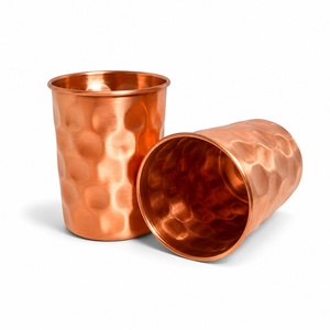 Hammered <b>Copper</b> Water Glass Set Pure <b>Copper</b> Drinking Tumblers Handmade Ayurvedic Cups Kitchen Dining Wholesale Supplier Exporter - Product Image 1