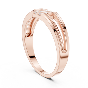 Rose Gold Geometric Men's <b>Ring</b> with Lab Grown Diamond Accents | Modern Open Band Wedding Anniversary Jewelry Gift - Product Image 3