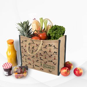Sac fourre-tout en jute Hessian, sac fourre-tout cadeau, sac de shopping en jute imprimé - Product Image 1
