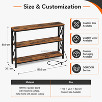 Multiprise de rangement à trois niveaux avec 2 prises CA et 3 ports USB, cadre en X, OEM ODM, pour table d'entrée, table de canapé, console étroite