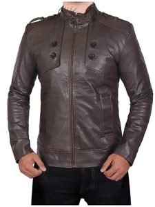 Chaqueta de Motociclista Estilo Bomber Marrón para Hombre - Product Image 1