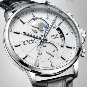 LOUIE JUELEN 576 Men's Business Watch Waterproof Luminous Leather Stainless Steel Quartz Movement - Product Image 6
