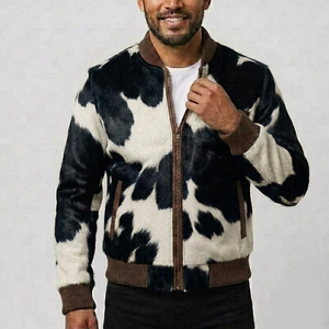 Winter Warm Trendy Turn <b>Down</b> Collar Design Men Hair on Leather Jackets Fashionable Casual Winter Wear Cowhide Leather Jackets - Product Image 1