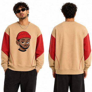 Men's Custom logo Cotton Washed Embroidered Crop Sweat Shirt Blank Oversized Drop Shoulder Crewneck Sweatshirt for Men - Product Image 5