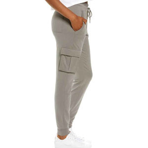 Pantalon de jogging décontracté en molleton de coton imprimé personnalisé, taille haute élastique, pour femme, avec poches, style cargo, idéal pour l'été - Product Image 3