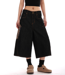 <b>Women's</b> <b>Black</b> <b>Cargo</b> <b>Shorts</b> High Waist Elastic Drawstring Loose Fit Streetwear Style with Multiple Pockets Canvas Material 2026 - Product Image 6