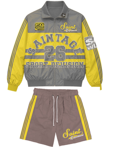 Custom High Quality Solid Lightweight Windbreaker Nylon Polyester Men's Summer Sport Letter Print Breathable Windproof <b>Set</b> - Product Image 6