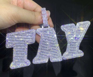 Moissanite Iced Out TA <b>Initial</b> Pendant Hip Hop Luxury Statement <b>Necklace</b> Custom Streetwear Jewelry For Men Women - Product Image 3