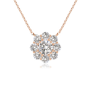 Colgante de Diamante Cultivado en Laboratorio con Certificado IGI, Diseño de Halo Floral de Lujo, Regalo para Mujer, Oro 10K 14K 18K, Plata 925 935 - Product Image 3
