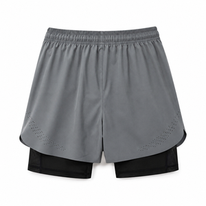 Pantalones Cortos Blancos de Lona Ecológica para Hombre, Tallas Grandes, con Cordón Ajustable, Capa Interior de Malla de Spandex/Poliéster, Diseño Perforado, Cintura Media - Product Image 3