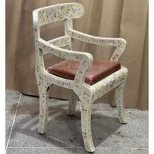 Chaise décorative en os incrustés, faite à la main en bois de manguier indien, avec siège rembourré, écologique, pour baptême - Product Image 4