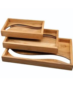 Bandeja de Servir Rectangular de Madera Natural Hecha a Mano, Moderna y Ecológica, para Uso en el Hogar, Restaurantes y Hoteles - Product Image 2