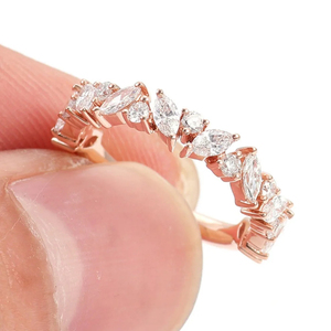 Magnífica banda de diamantes de 01 quilates con diamantes marquise y redondos alternados, con diamantes cultivados en laboratorio sostenibles, engastados en platino, personalizable. - Product Image 2