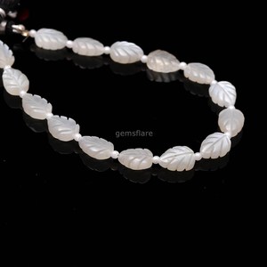 AAA White Moonstone Leaf Shape Gemstone <b>Beads</b> Natural Hand Carved Moonstone Carving <b>Beads</b> Loose Stone <b>Bead</b> For Jewelry Making - Product Image 3