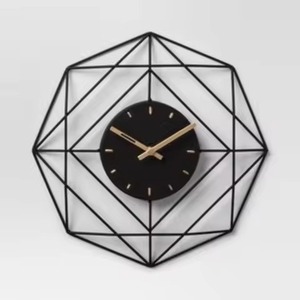 <b>Silver</b> Round Stainless Steel Wall <b>Clock</b> Analog Quartz Silent Design Living Room Decoration Metal Frame Abstract Geometric Patter - Product Image 5
