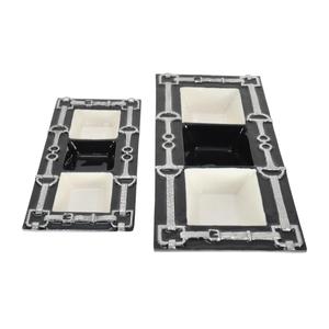 White <b>Black</b> Enamel 3 Compartment <b>Trays</b> Snacks Cookie <b>Tray</b> & Dish For Serving Decorative <b>Trays</b> For Guests Room Tabletop - Product Image 4
