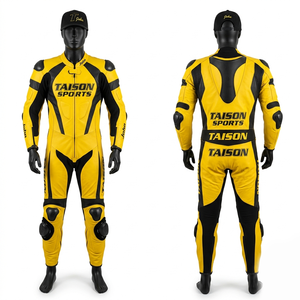 Traje de Motocicleta de Cuero Vacuno Premium de 13 mm y 1200 GSM, Diseño de Paneles Gris, Negro y Rojo, Logotipo Personalizado Impreso, Ajuste de Carreras - Product Image 2