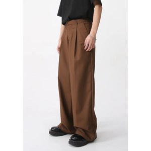 New Style Casual Lightweight High-Waist Breathable Canvas <b>Trousers</b> Straight Wide Leg Loose Baggy for <b>Men</b> - Product Image 6