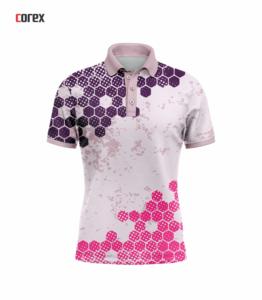 Polo à manches courtes pour homme Corex, imprimé géométrique nid d'abeille, polyester à séchage rapide, vêtements de sport décontractés - Product Image 1