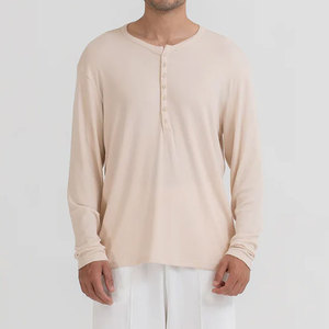 Camiseta de Manga Larga para Hombre, Cuello Redondo, Corte Regular, Ligera, 180g, 100% Algodón, Estilo Urbano, Antiarrugas, Secado Rápido, Transpirable, de Alta Calidad - Product Image 1