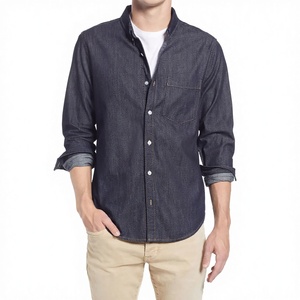 Chemise en jean pour homme à manches longues, boutonnée sur le devant, style décontracté, col classique, poche poitrine, tissu en jean doux, confortable, coupe classique - Product Image 2