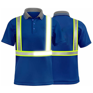 เสื้อโปโลสะท้อนแสงสำหรับผู้ชาย ปรับแต่งได้ แขนสั้น สีน้ำเงิน ชุดทำงานเพื่อความปลอดภัย พร้อมแถบสะท้อนแสง สไตล์ลำลอง ไซส์ใหญ่ - Product Image 4
