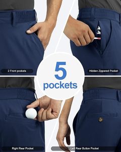 Golf <b>Shorts</b> Wholesale <b>Men's</b> 5 Pocket Quick Dry Stretch Golf <b>Shorts</b> with Zipper Pocket <b>Elastic</b> <b>Waistband</b> Custom Logo - Product Image 3