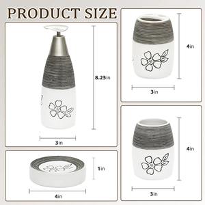 Juego de Accesorios de Baño de Cerámica Blanca de Diseño con Acabado Texturizado, Ideal para la Organización Diaria y la Decoración de la Encimera - Product Image 6