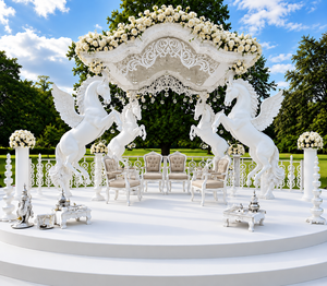 Nouveau Mandap de Mariage Moderne et Rêveur en Forme de Cheval Volant, pour Événements Intérieurs, Pégase Royal de Luxe en Fibre de Verre, Taille Personnalisée, Royaume-Uni - Product Image 3