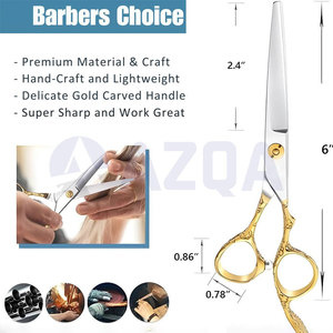 Tijeras de Peluquería de Acero Inoxidable con Mango Decorativo Chapado en Oro, Puntas Redondeadas y Cuchillas Afiladas de Precisión - Product Image 4