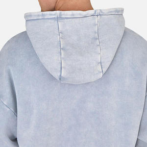 Sweat-shirt à capuche délavé pour homme 100 % coton coupe classique pull-over avec logo personnalisé en jersey tricoté pour le printemps, tenue décontractée ODM - Product Image 3