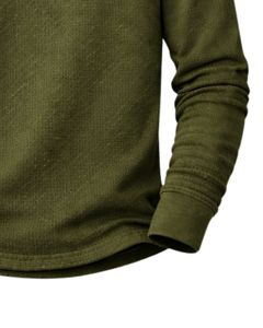 Mens Waffle Henley Long Sleeve <b>Thermal</b> T Shirt Olive Green Casual Button Neck Winter Wear <b>Top</b> Cotton Slim Fit Breathable Fabric - Product Image 5