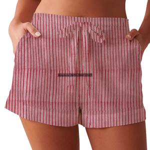 Shorts imprimés à la main pour femmes, vêtements de détente d'été en coton, collection plage pour filles, style baby doll - Product Image 2