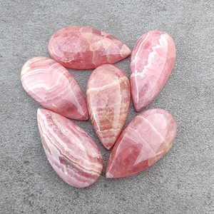 Cabochon en rhodochrosite naturelle, forme goutte d'eau, dos plat, pierre précieuse calibrée, pour la fabrication de bijoux - Product Image 3
