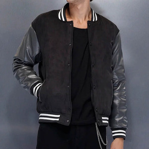 Chaqueta Universitaria Varsity Personalizada de Alta Calidad para Hombre, Bordada, con Mangas de Cuero - Product Image 1