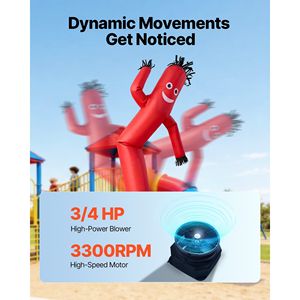 10 ft Tall Wacky Waving Wind Flying <b>Inflatable</b> Dancing Tube Guy 3/4 HP IPX3 Waterproof Advertising <b>Inflatables</b> 10 ft <b>Inflatable</b> - Product Image 3