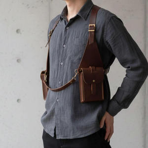 Soft Shell Genuine <b>Leather</b> High Quality Unisex Shoulder Holster Bag Adjustable Crossbody Strap Multiple Pockets Camouflage 25L - Product Image 3