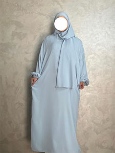 Abaya à capuche de qualité supérieure avec hijab intégré et poches, robe de prière musulmane, jilbab 1 pièce, robe de prière modeste - Product Image 5