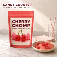Sachet d'emballage personnalisé pour bonbons gélifiés, scellé sur trois côtés, pochette verticale de qualité alimentaire thermoscellable, vente en gros
