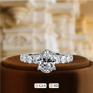 Anillo de boda con diamante ovalado de 1 quilate cultivado en laboratorio, anillo nupcial de diamante, anillo de boda solitario con pavé, anillo de boda para ella, anillo de promesa - Product Image 2