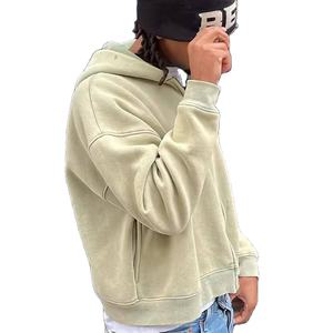 Sudaderas con capucha con cremallera lavadas vintage recortadas con logotipo personalizado algodón polar desgastado de gran tamaño boxy suelto hombro caído tamaño cómodo - Product Image 2