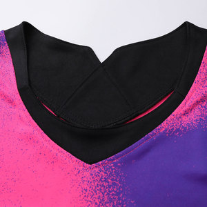 Men's Soccer Jersey Set Gradient <b>Pink</b> Purple V-Neck Short Sleeve Quick Dry Polyester Sportswear Uniform Adult All Seasons - Product Image 6
