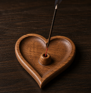Stylish Hand Carved Wooden Incense Stick Holder Heart Shape Incense Burner Chic Ash Catcher <b>Tray</b> For Offices Home Yoga Accessory - Product Image 3