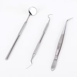 3 Pcs Stainless Steel Dental Oral Hygiene Instrument Kit Teeth Cleaning Tartar Scraper Scaler Mirror Tweezer Probe Dentavex - Product Image 1