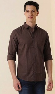 Enovate Men's Double Breasted Solid Color Long Sleeve Casual Shirt Turn-<b>down</b> Collar Breathable Poplin Cotton ODM Summer Wear - Product Image 2