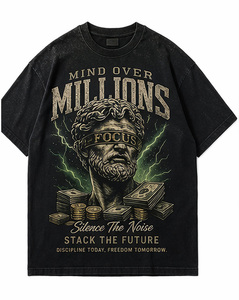 Camiseta de Algodón de 6.5 oz con Diseño Gráfico, Estilo Vintage Lavado, Oversize, Tendencia 2025, Novedades, Streetwear, Peso Pesado 300g - Product Image 4