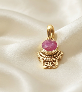 925 Sterling Silver Natural Pink <b>Ruby</b> Gemstone Bezel Setting Minimalist Pendant <b>Necklace</b> Handmade Vintage Jewelry Rose Gold - Product Image 3
