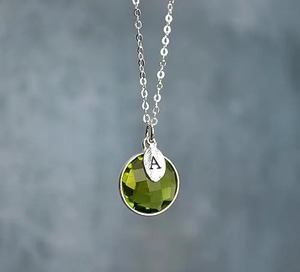 Handmade 14mm Faceted Bezel Peridot August Birthstone <b>Pendant</b> Necklace Gold-Plated Silver-Plated Setting Fashion Accessory for - Product Image 6