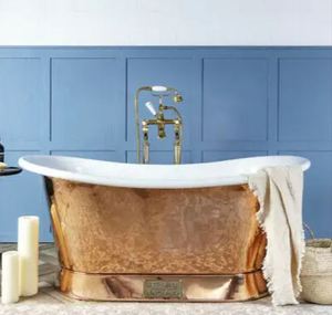 Bañera de cobre puro hecha a mano a precio económico y al por mayor para villas de lujo - Product Image 3