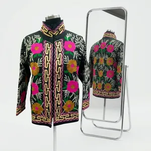 เสื้อแจ็คเก็ตผ้าฝ้ายปักลายดอกไม้ TNT สำหรับผู้หญิง สไตล์ชาติพันธุ์ เปิดด้านหน้า ทันสมัย น้ำหนักเบา เหมาะสำหรับใส่เป็นเลเยอร์ในโอกาสสบายๆ หรืองานเทศกาล - Product Image 2